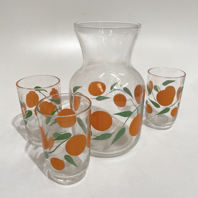 CARAFE SET, Retro Oranges w Tumbler Glass